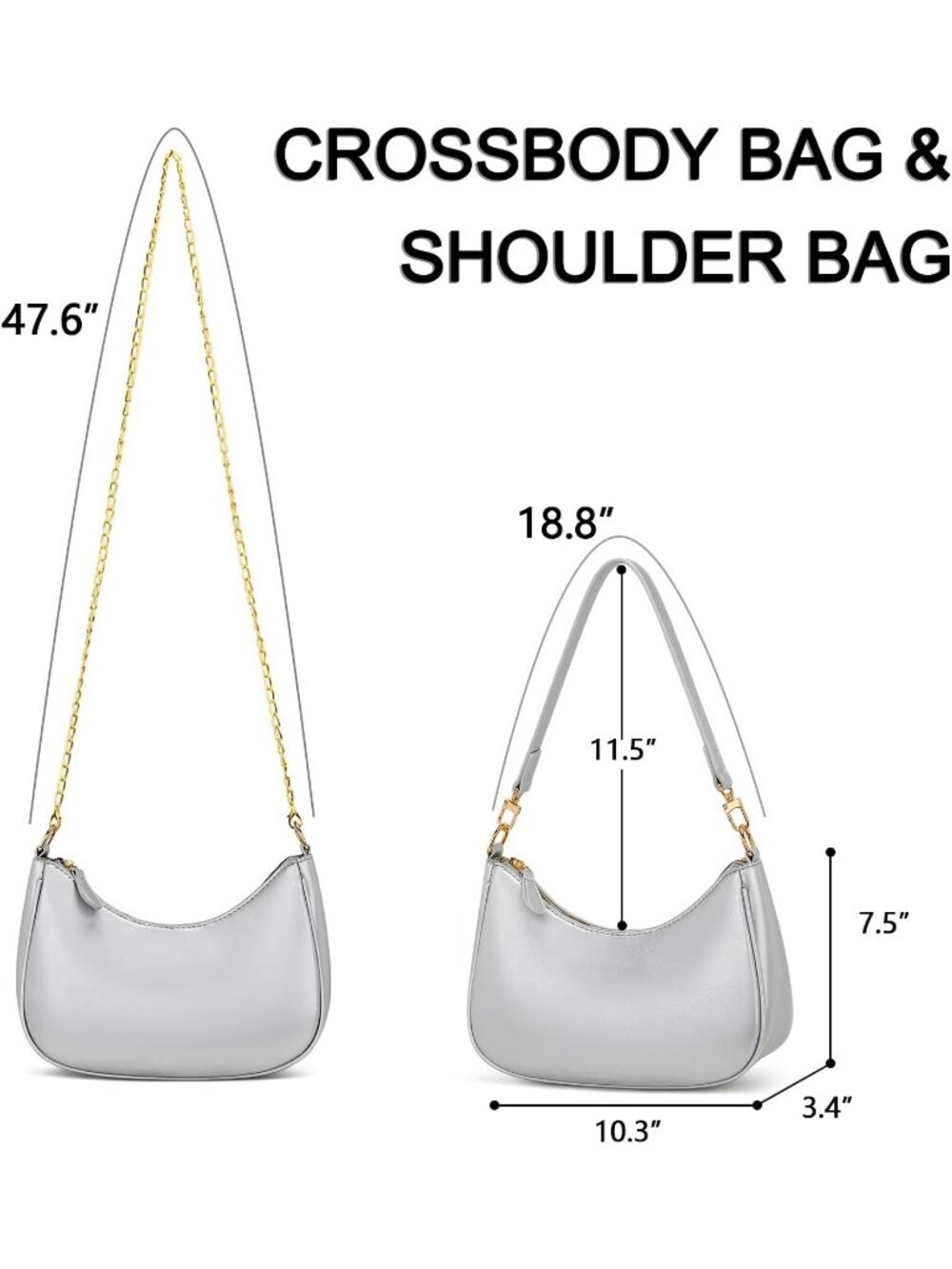 Women's Bag Silver Leather Cute Hobo Shoulder Handbag Retro Clutch Stylish Purse - Picture 5 of 6